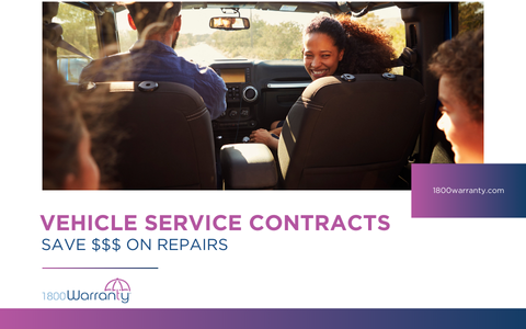 Family enjoying a road trip in a car with a Vehicle Service Contract from 1800 Warranty. Save money on repairs with comprehensive protection plans. Visit 1800warranty.com for more details.